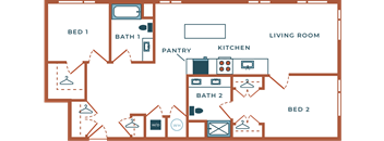 Legacy at Fitz Aurora  CO B06B.1 Two Bedroom 1206 SF