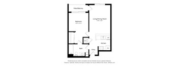 a floor plan of a unit with a bedroom and a living room