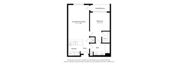 a floor plan of a unit with a bedroom and a living room