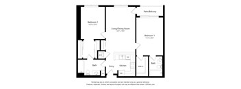 a floor plan of a residence with a bedroom and a living room
