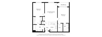 a floor plan of a residence with a bedroom and a living room