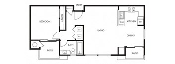 Aviare Cupertino CA Plan A 1 Bedroom 740 SQ FT