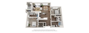 a 3d floor plan of a house with a bedroom and living room