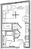 590 Sq. Ft. Studio Aliso Los Angeles, CA S03 Floor Plan 479 SF