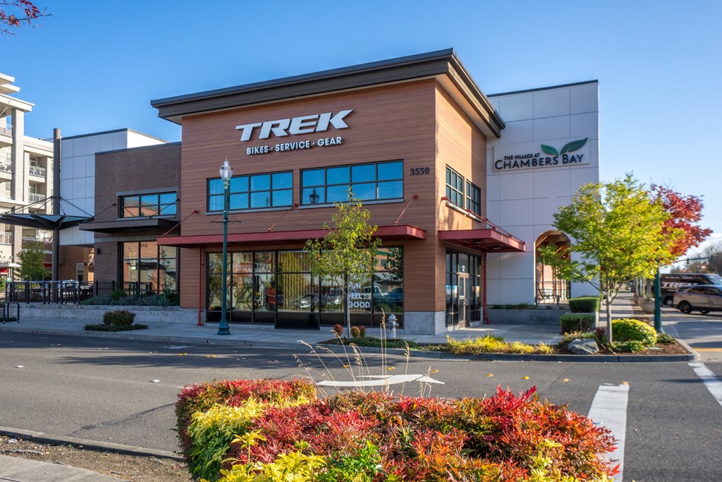 A storefront with the name TREK on it.