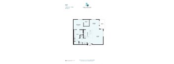 A floor plan for a 1 Bedroom / 1 Bath apartment at The Royce Park Place.