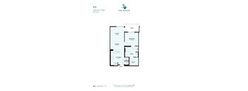 A floor plan for a 1 bedroom/1 bath apartment at The Royce.