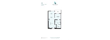 A6 floor plan for a 1 Bedroom / 1 Bath apartment.