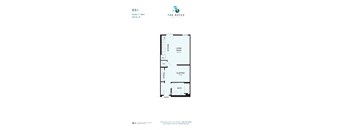 A floor plan for a studio apartment with a bath and living room.