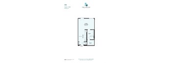 A floor plan for a studio apartment with a living/sleeping area and a bathroom.
