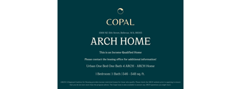 A poster advertising an income qualified home by ARCH Home.