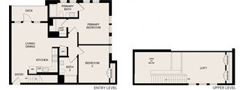 A floor plan of a house with a loft.