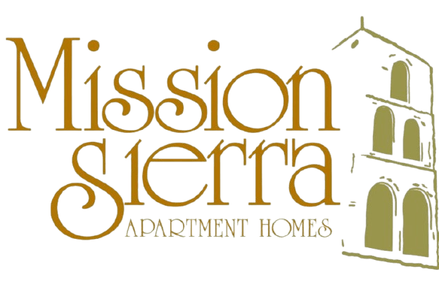 A logo for Mission Sierra Apartment Homes featuring a stylized drawing of a building.