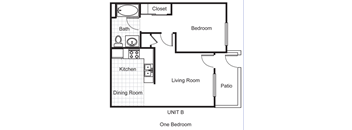 1Bed 1Bath Unit B