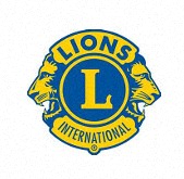 a blue and yellow lions logo on a white background