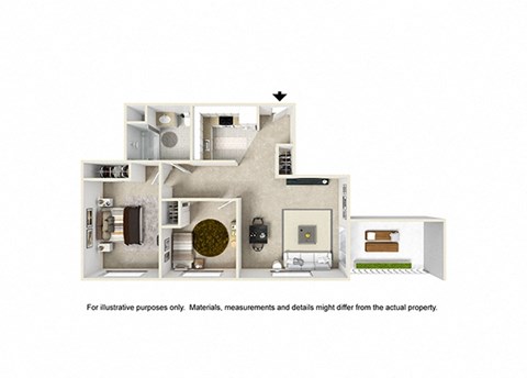 a floor plan of a house with a bedroom and a living room