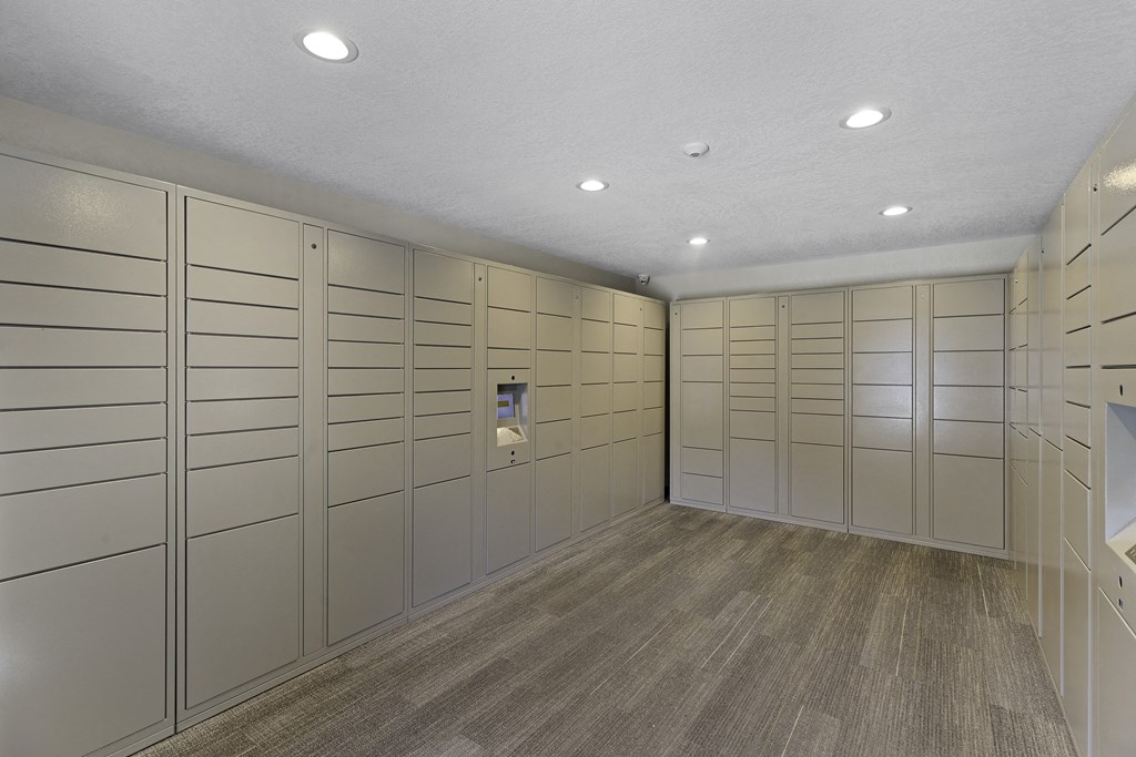 Large Package Room with Recessed Lighting at Campo Basso Apartment Homes, Lynnwood, Washington 98087