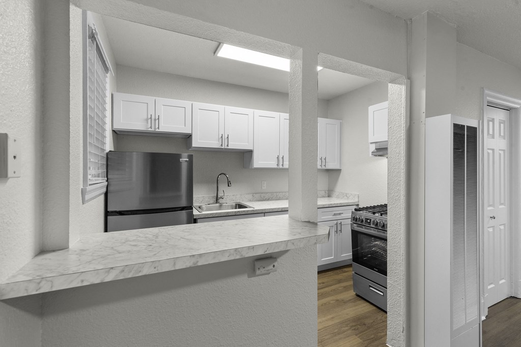 apartment kitchen view at Carolina Court Apartment Homes, Seattle, 98109