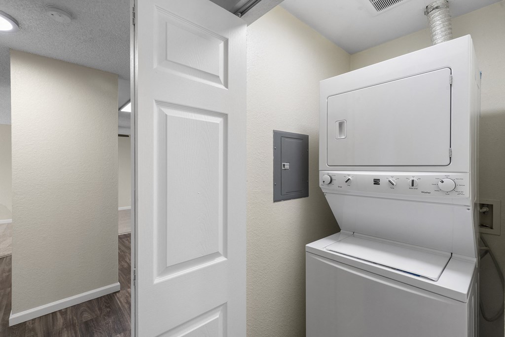 a washer and dryer in a room at Park Edmonds Apartment Homes, Washington