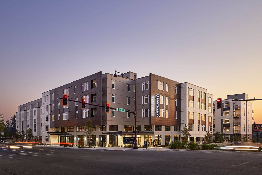 Apartment Building Exterior at Postmark Apartments, Shoreline Washington