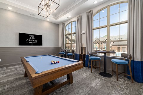 Billiards table at Griffin Weston apartment complex in Cary, NC.