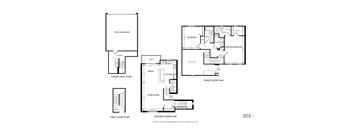 a floor plan of a home with three bedrooms and two bathrooms  at Mainstreet Village, Novi, MI