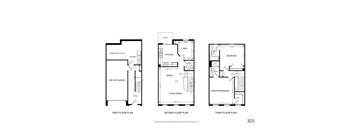 a set of three floor plans of a house  at Mainstreet Village, Novi