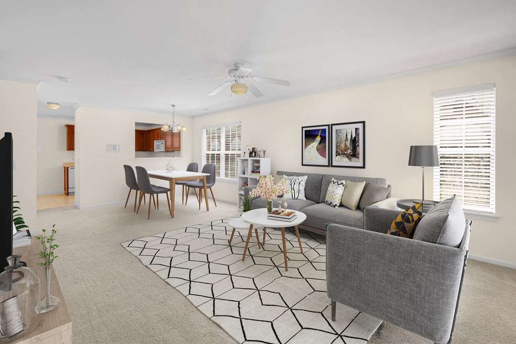 Living Area With Dining View at Mainstreet Village, Novi