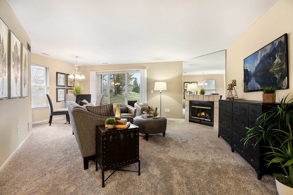 Spacious Living Room at Amberly Apartments, West Bloomfield, 48322