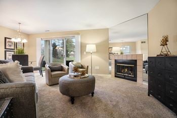 Carpeted Living Area at Amberly Apartments, Michigan, 48322