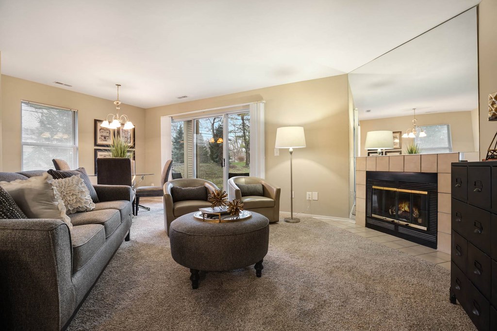 Living Room Interior at Amberly Apartments, West Bloomfield, MI