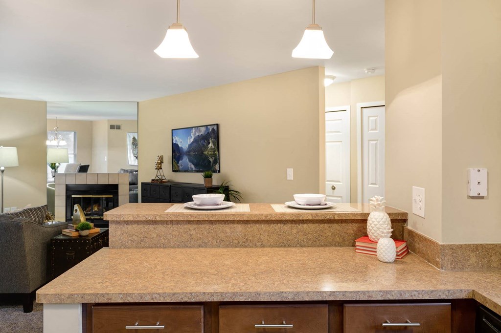 Granite Counter Tops In Kitchen at Amberly Apartments, West Bloomfield, Michigan