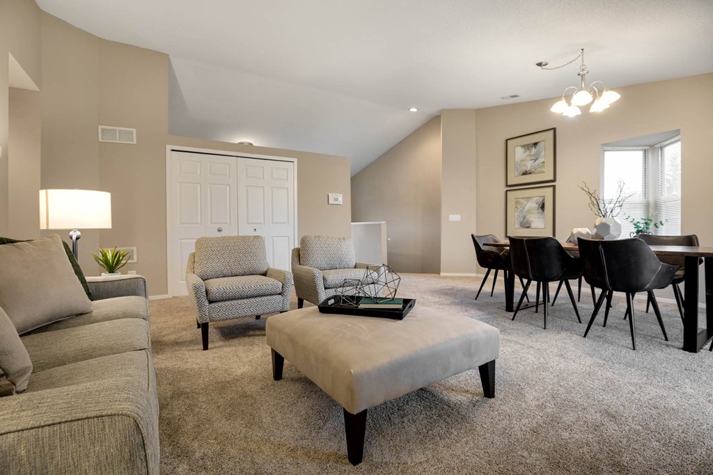 Virtually Staged Living Area at Amberly Apartments, West Bloomfield, Michigan