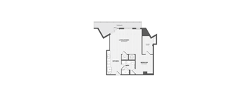 A black and white image of a house floor plan with a terrace.