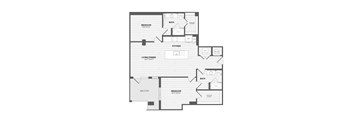 A black and white floor plan of a house with labeled rooms.