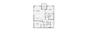 A black and white image of a floor plan for an apartment.