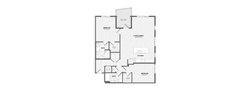 A black and white image of a floor plan for a two-bedroom apartment.