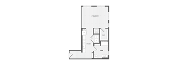 A black and white image of a floor plan for a living and dining room.