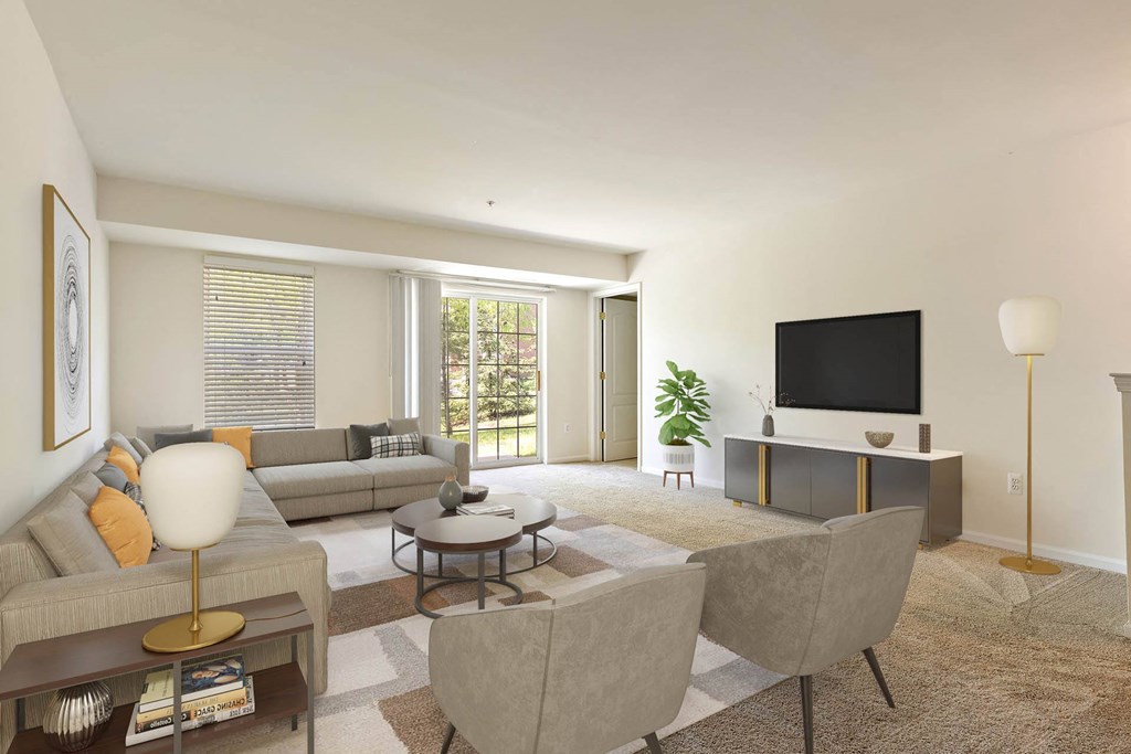 Living Room With TV at Cidermill Village, Michigan