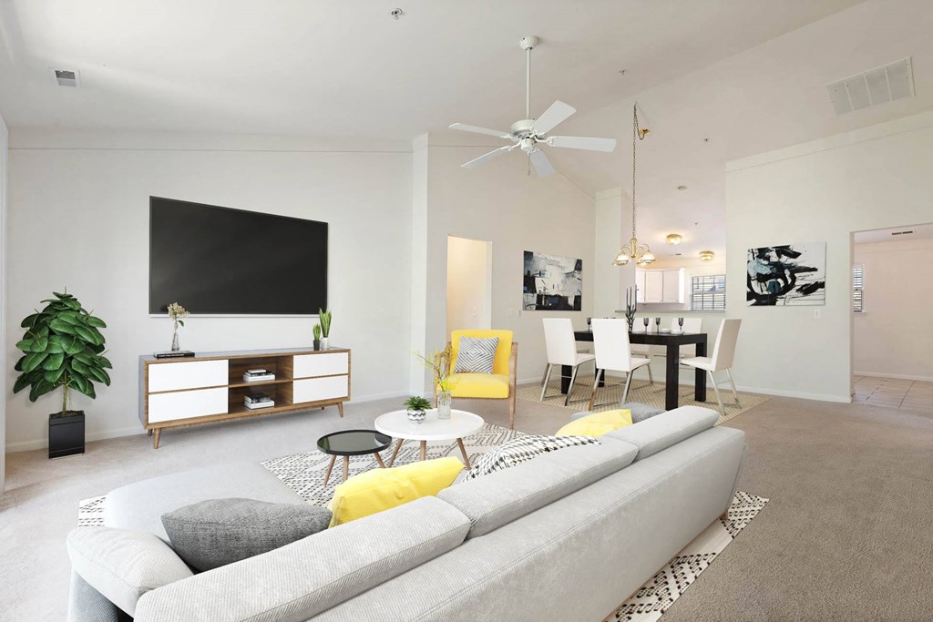Living Room With Kitchen View at Cidermill Village, Rochester Hills