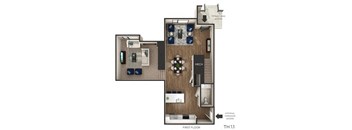 1 bed 1.5 bath floor plan N at The Griffin Royal Oak, Royal Oak, 48067