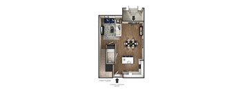 2 bed 2 bath floor plan J at The Griffin Royal Oak, Royal Oak, 48067