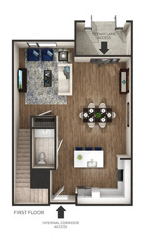 2 bed 2 bath 1,464-to1,530 Sq. Ft. floor plan J at The Griffin Royal Oak, Royal Oak, 48067