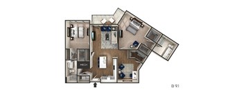 2 bed 2 bath floor plan H at The Griffin Royal Oak, Royal Oak, MI, 48067
