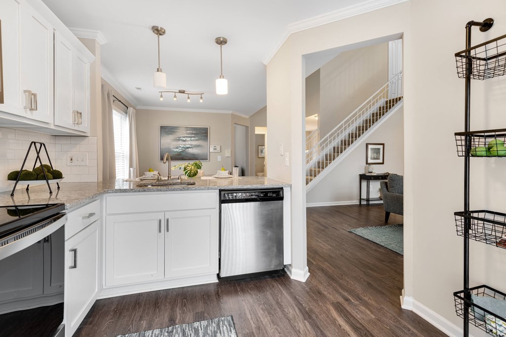 kitchen out to stairs at Mainstreet Village, Michigan, 48375