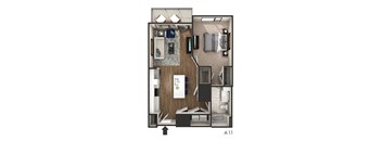 1 bed 1 bath floor plan at The Griffin Royal Oak, Royal Oak, 48067