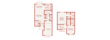 a floor plan of a living room and a bedroom at Shorebrooke Townhomes, Novi, 48375