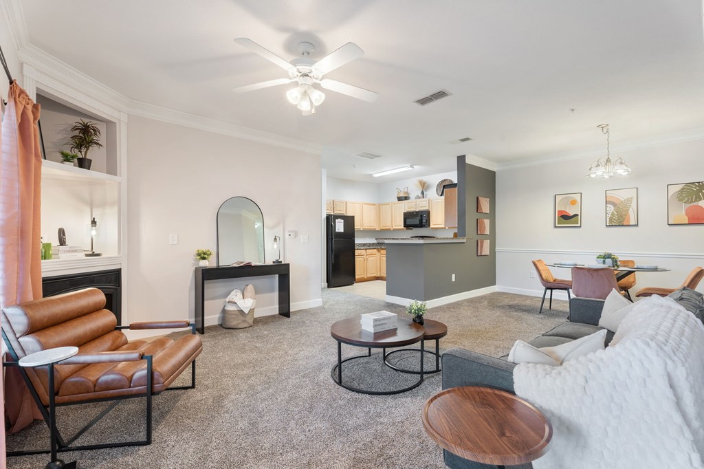 A living room with a fireplace and a couch.