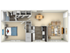 1 bedroom 1 bath furnished floor plan 720 SF 1 bedroom 1 bath furnished floor plan at Dulles Glen, Virginia, 20170