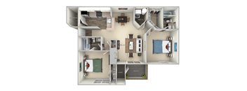 1012 Square-Feet Asten Saratoga Square 2 bedroom 2 bath furnished floor plan apartment in Springfield VA at Saratoga Square, Springfield, Virginia